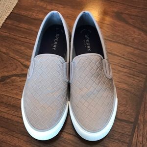 Grey Sperry Slip ons